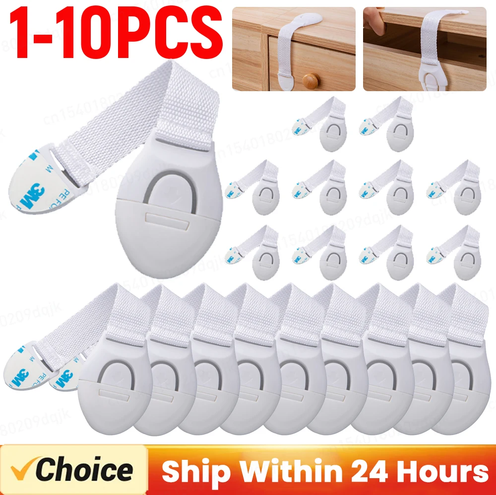 1-10pcs Baby Cabinet Locks Strap Drawer Lock Child Anti Opening Refrigerator Lock Home Baby Anti Pinch Safety Protection Buckle