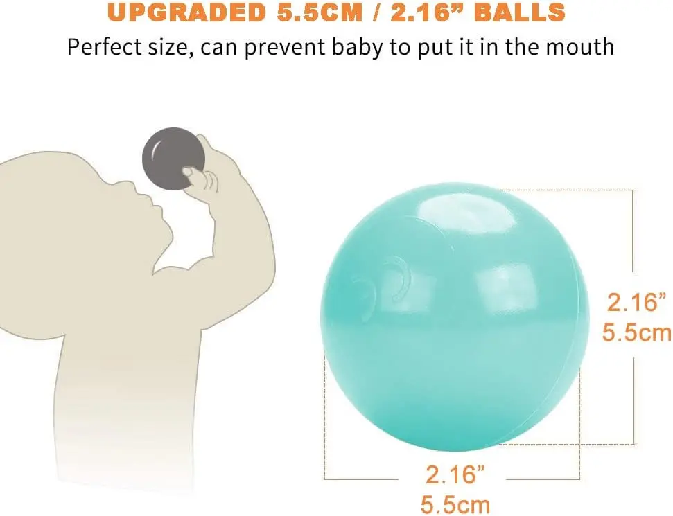 50개입 소프트 볼, 화학물질 없는 깨지지 않는 플라스틱 오션볼, BPA 프리 무취, 유아용 볼풀/키디풀에 안전