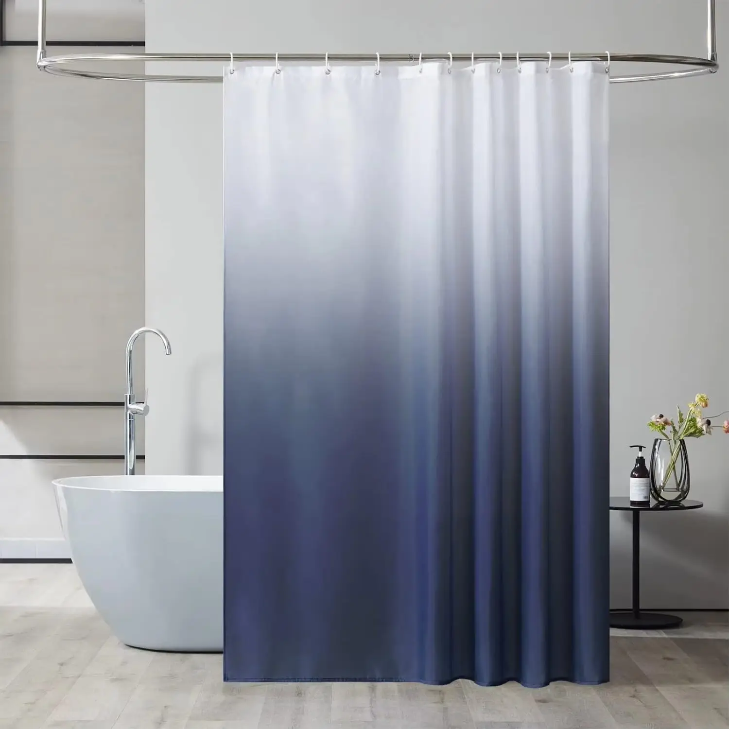 Gradual Digital Print Shower Curtain Waterproof Thickened Bathroom (Dark Blue,240x200cm)