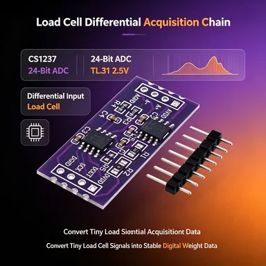 CS1237 24-Bit Sigma-Delta ADC Board, PGA 1/2/64/128, 2-Wire SPI, 2.7-5.5V for Arduino/Weighing