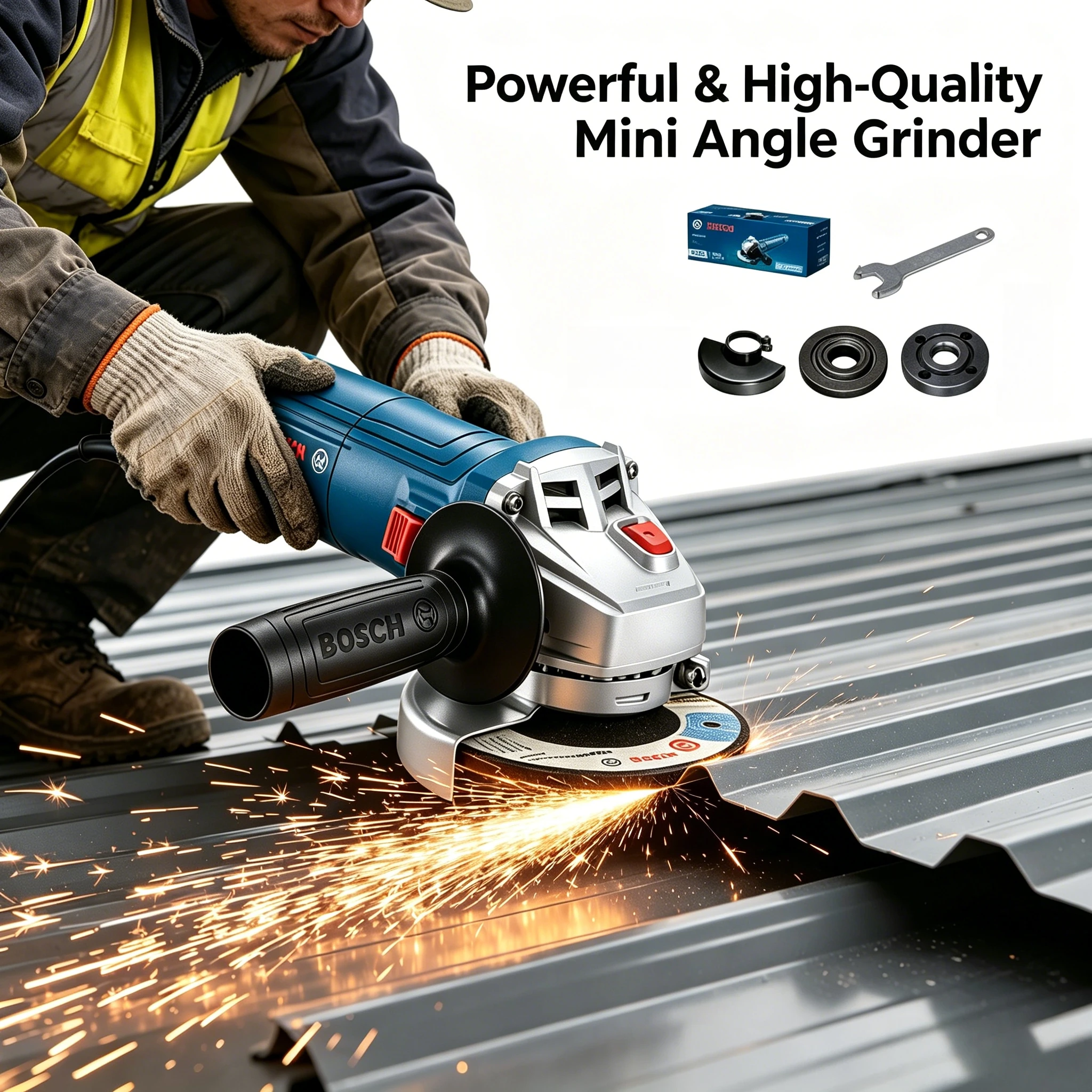 Bosch GWS800 Professional Angle Grinder Durable Motor for Regular Metalwork, Masonry and Home Remodeling Tasks