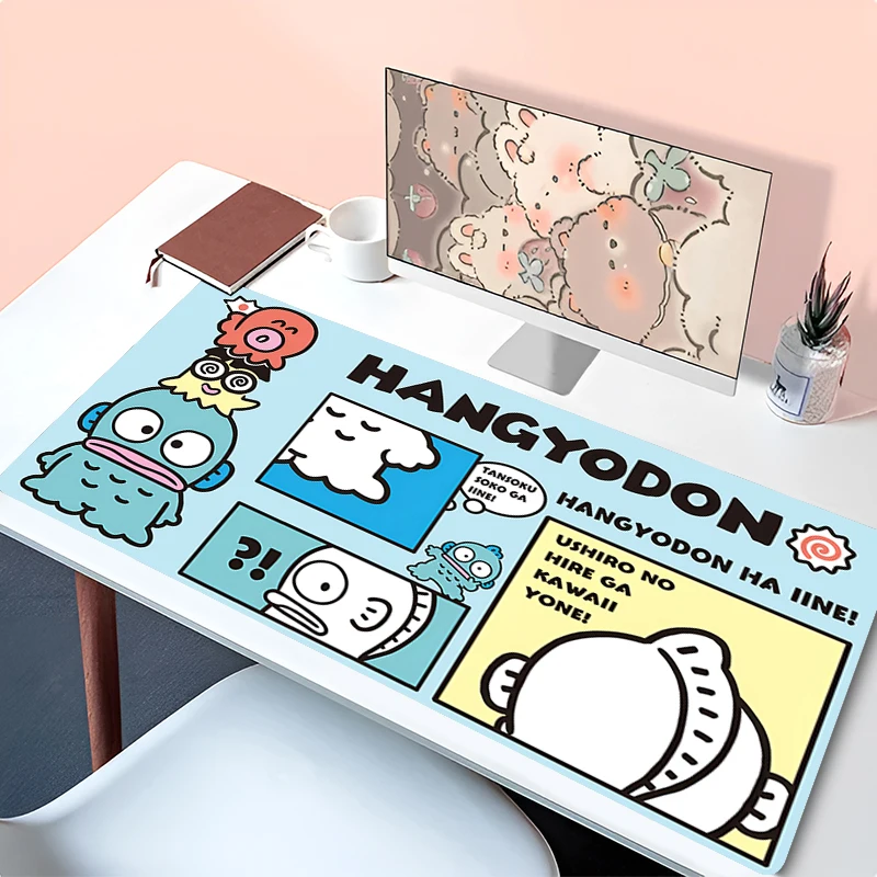 Sanrio Hangyodon Mouse Pad Kawaii Blue Cartoon Mousepad Laptop White Gamer Cabinet Keyboard Rug PC Cute Anime Gaming XL Desk Mat