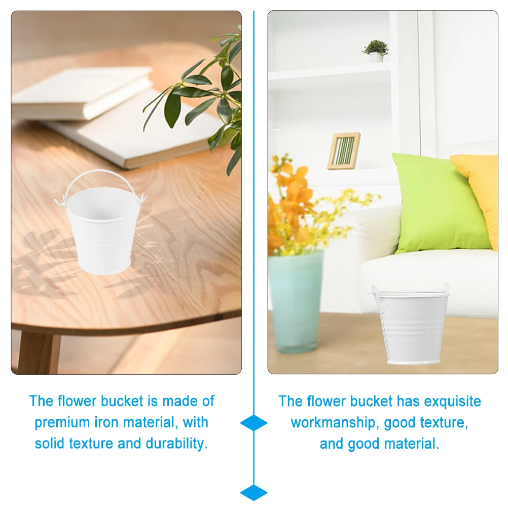 

12 Pcs Portable Tin Bucket Flower Pot Iron Photo Prop Metal Succulents Mini Planters Garden Decor Small Elegant Retro Durability