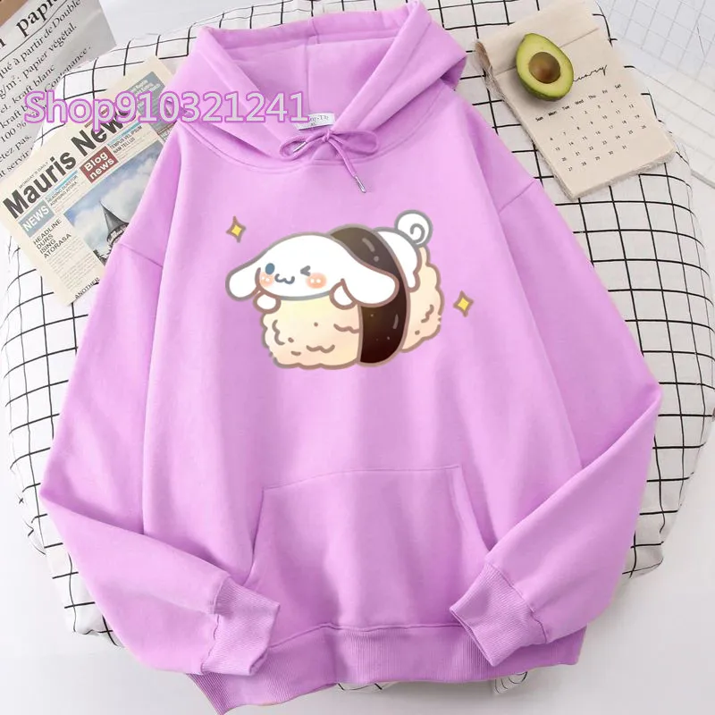 Sweats à capuche My Melody Sushi pour femmes, sweat-shirt Harajuku, sweat à capuche Pochacoo Food, vêtements unisexes respirants à manches longues, Kawaii, mignon