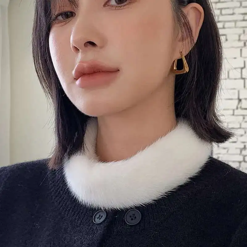 

Real Mink Fur Scarf Women Winter Soft Neck Warmer Thickened Neck Guard Collar Female Luxury Natural Mink Fur Scarves Neckercheif