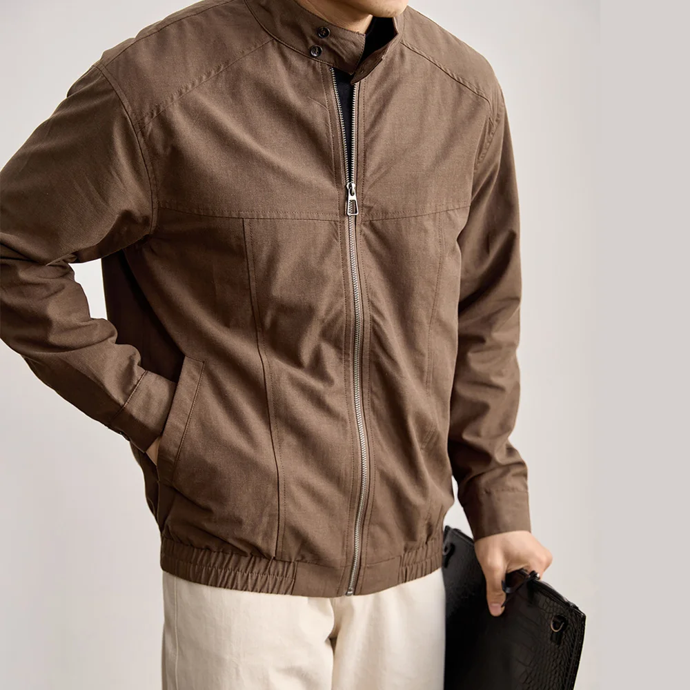 

Spring Autumn Cargo Jacket Men Business Casual Fashion Stand Collar Loose Commute Coat Korean Streetwear Vintage Bomber Jacket