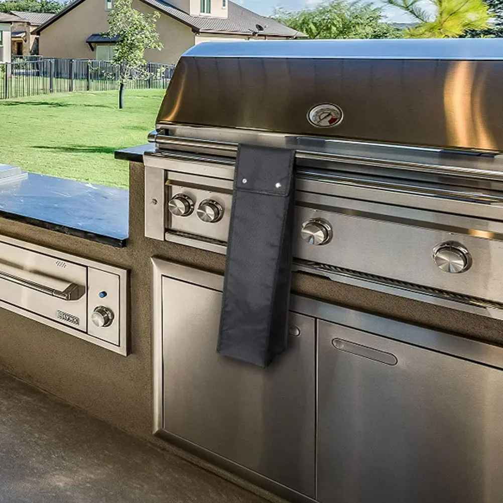 

Barbecue Tool Storage Bag Oxford Cloth Waterproof Portable Grill Utensil Storage with Lid Outdoor Tool Organizer for Camping