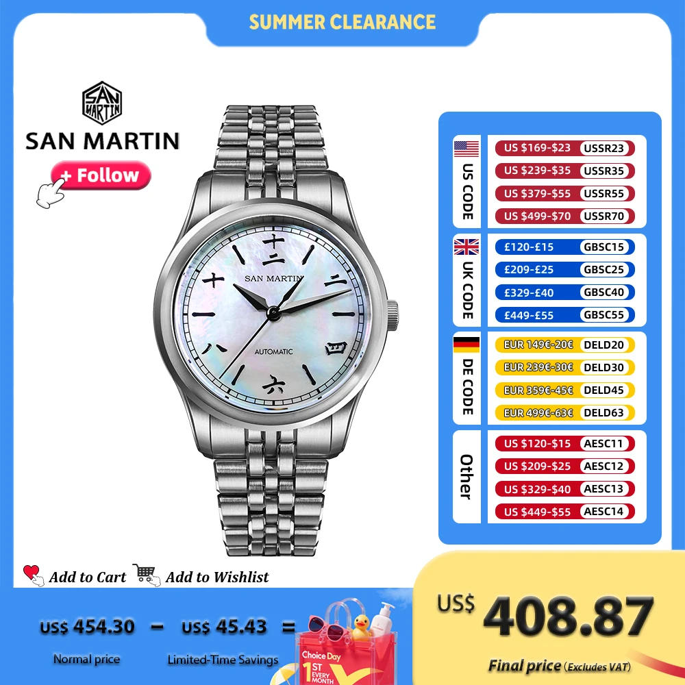 Luxury Watch List - นาฬิกา San Martin รุ่น SN0144CG ขนาด