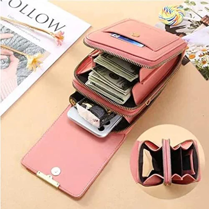 Anti-theft Leather Bag for Women Girls Crossbody Handbags Wallets Leather Phone Purse with Long Strap for Women PU Leather