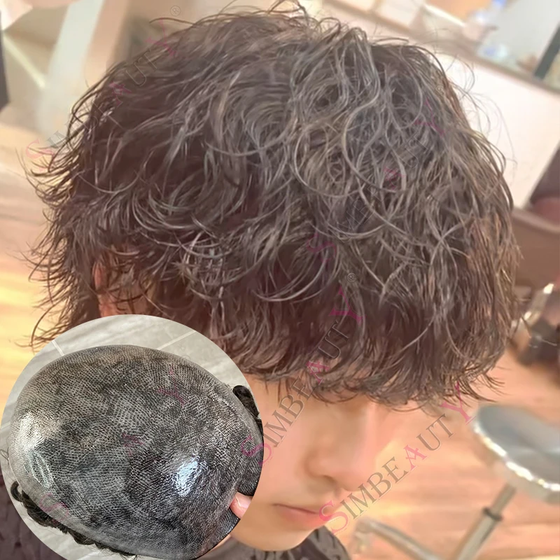 

Мужской парик-накладка из натуральных волос, 28 мм, 24 мм, 26 мм, с естественной линией роста волос, прочный, на полимерной основе (ПУ), темно-коричневый, для замещения волос