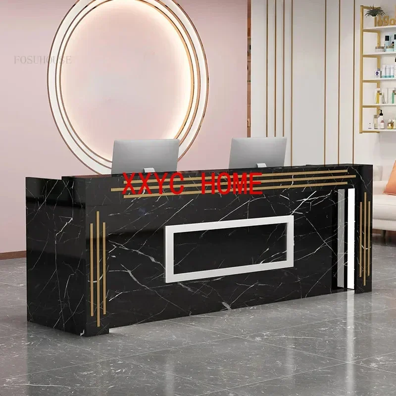 Clothing Store Counter Reception Desks With Light Simple Modern Light Luxury Hairdressing Beauty