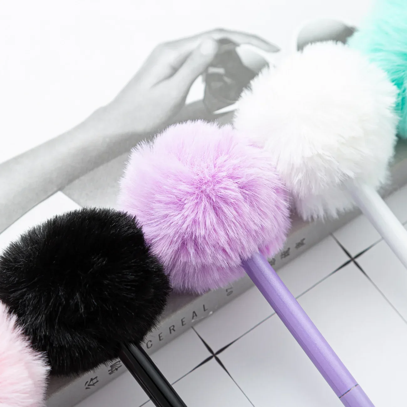 1Pc Cute Stationery Pompom Gel Pen Colorful Plush Pen School Office Supplies Kawaii Creative Gifts for Girls Gift Writing Tools