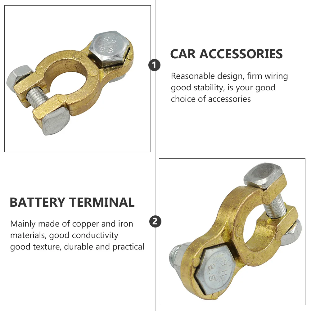 

1Pair Terminal Connectors Brass Clamps Quick Release Car Terminal Clamp Connector Positive Negative Tops Post