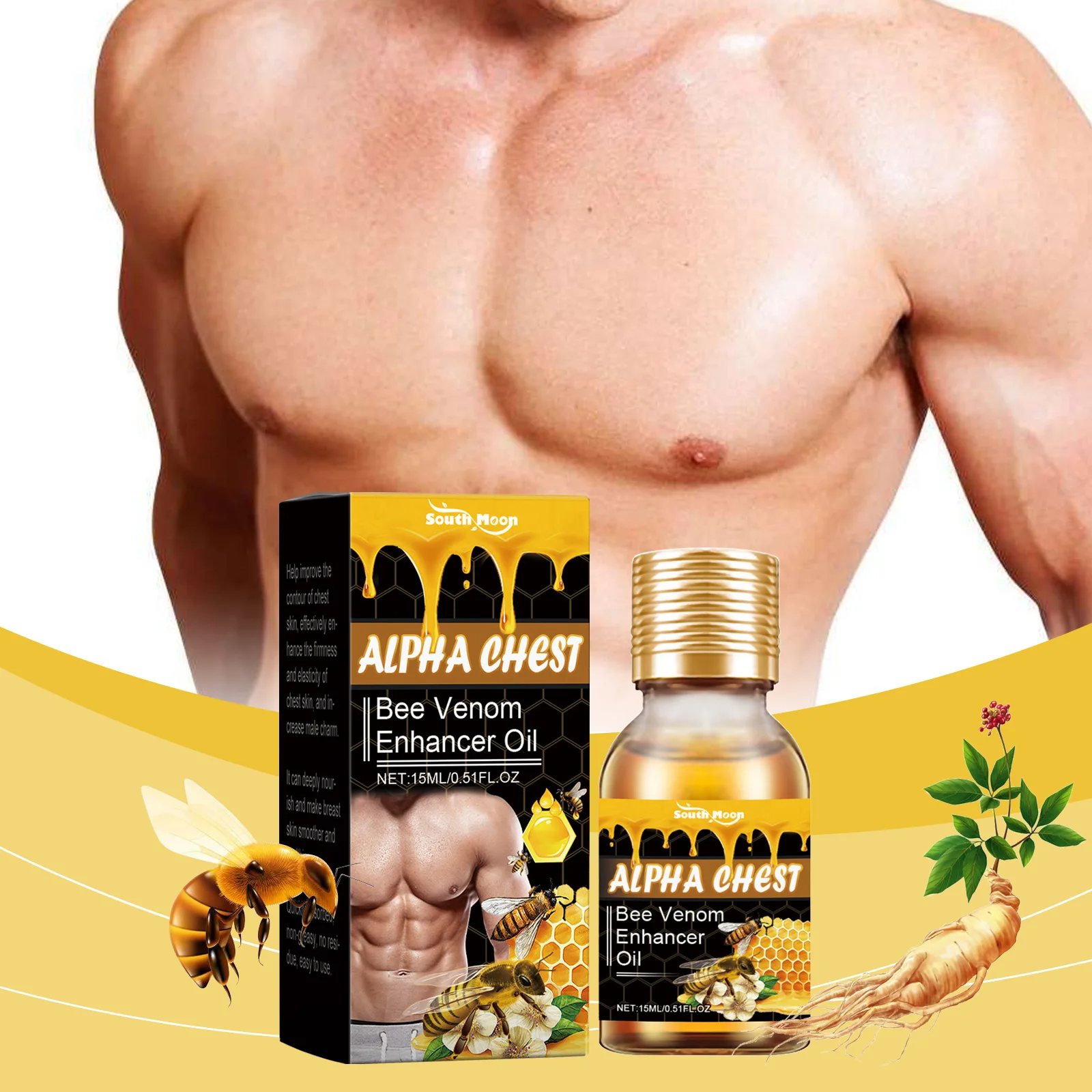 

Man Breast Tightening Oil Bee Venom Chest Fat Reduction Gynecomastia Shaping Firming Chest Muscle Massage Serum