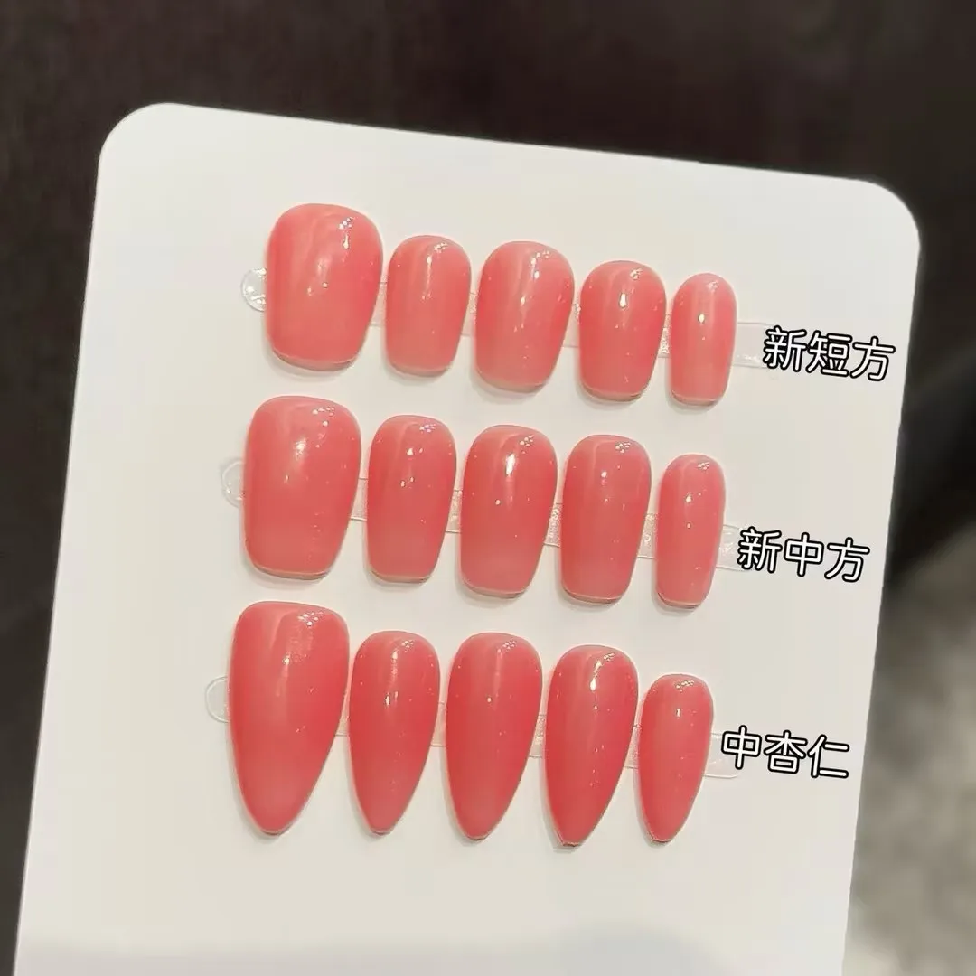 

10pcs Handmade Naked and tender powder is moist and clear Press On Nails Summer style Mother's Day gifts, Three nail types