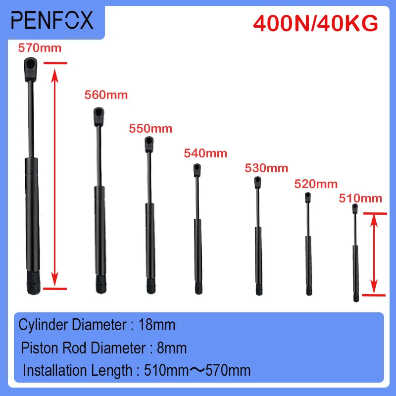 

1 шт. 510 мм-570 мм 40 кг/Н/90 фунтов Универсальные Стойки, газовая пружина, поддержка багажника, капота, автомобиля, фургона, двери, окна, люки, лодка, автобус