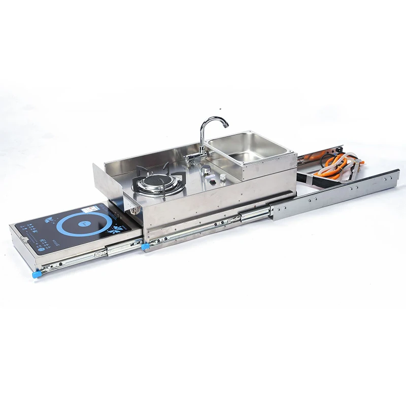 

Pull-out gas stove sink induction cooker SUV RV pull-out kitchen mini gas stove induction cooker with sink GR-C005