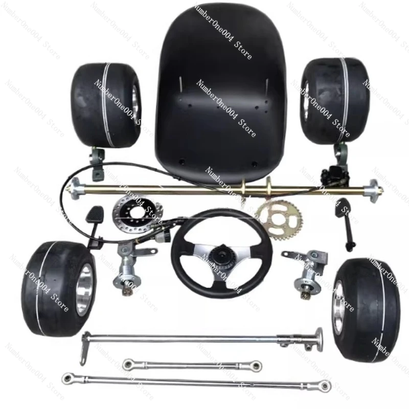 

Modified Drift Kart Front Rear Suspension Steering Rear Axle Assembly For 168 Kart With 5" Tires