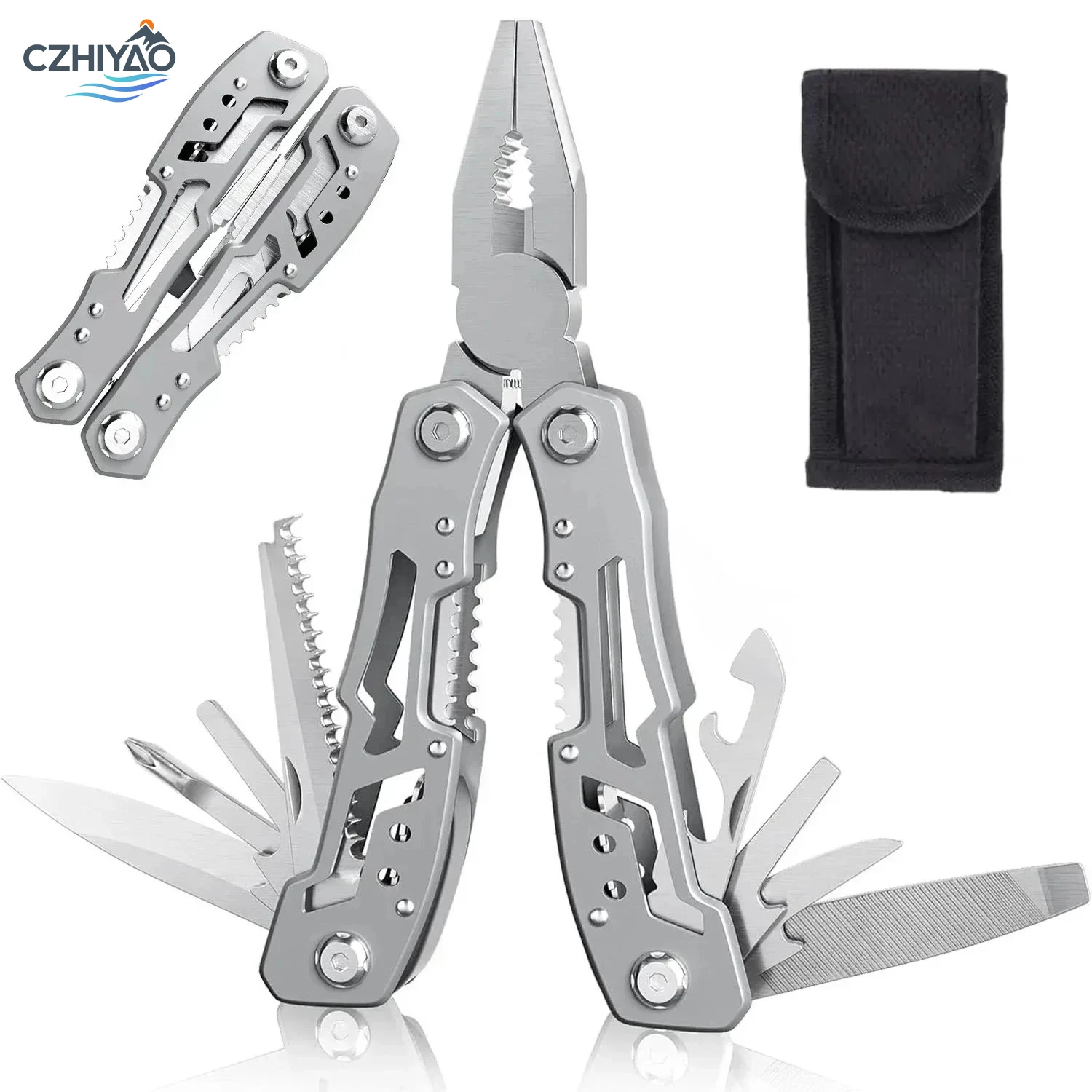 

CZHIYAO 14-In-1 Multifunctional Pliers Stainless Steel Pocket Folding Knife A Sturdy Practical Portable Camping Survival Tool