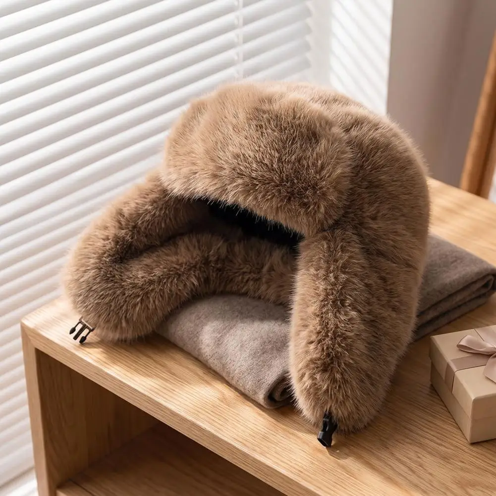Weather Outdoor Hat Winter Trapper Hat Faux Fur Trapper Hat with Ear Flaps Fleece Lined Winter Ushanka Windproof for Women