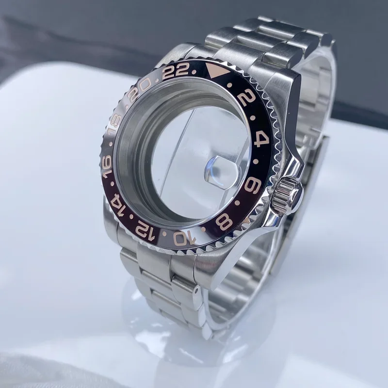 

Корпус для часов NH35 из нержавеющей стали премиум-класса, 40 мм, сапфировое стекло, безель с 120 щелчками, браслет в стиле Sub/GMT, подходит для механизмов NH35/NH36