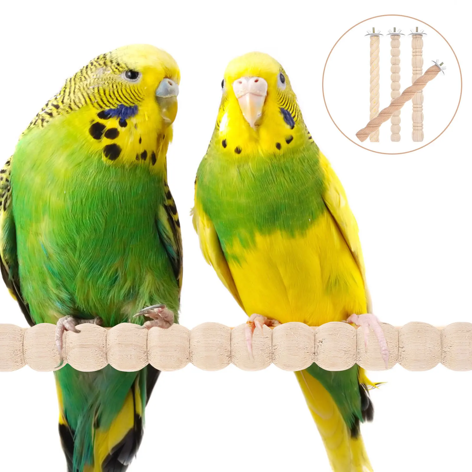 

4Pcs Bird Perch Wooden Safe Odorless Pet Parrot Stand Rest Play Chew Long Life Cage Accessory Bird Perch Parrot Cage Toy