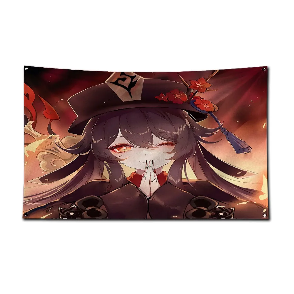 Anime-style Hu Tao Flag 3X5 Ft Personalized Flags Design Your Image Funny Tapestry Poster Dorm Room, Living Room, Bedroom