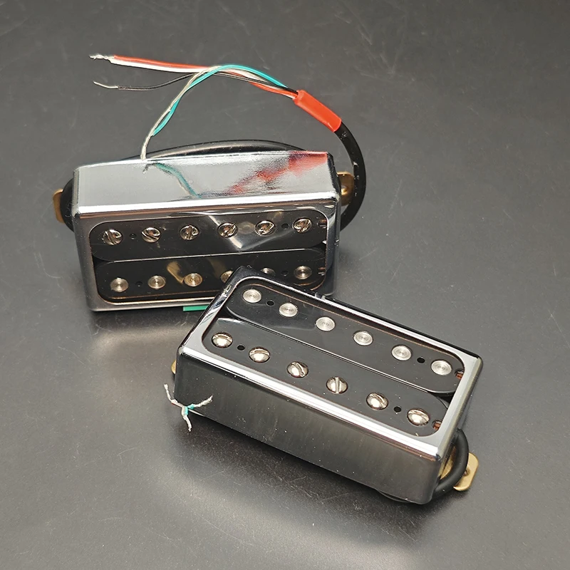 Capa de latão aberta humbucker 6 captador de peça única fixa/6 ajustável para saída de guitarra elétrica estilo lp divisão de bobina de cabo 4c