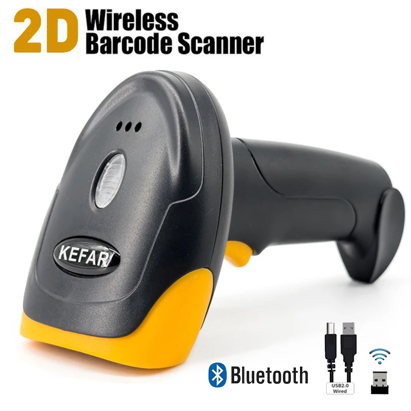 High Scan Performance Bluetooth Wired Wireless 2.4G Barcode Scanner Handheld 2D QR Codes Reader for Supermarket Shops Logistic