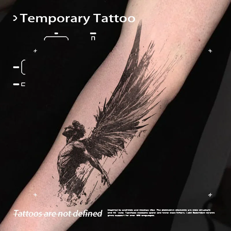 American Sketch Angel Herbal Juice Tattoo Patch Temporary Tattoo Arm Durable Waterproof Sexy Hot Girl Fake Tattoo Party Gift Y2K