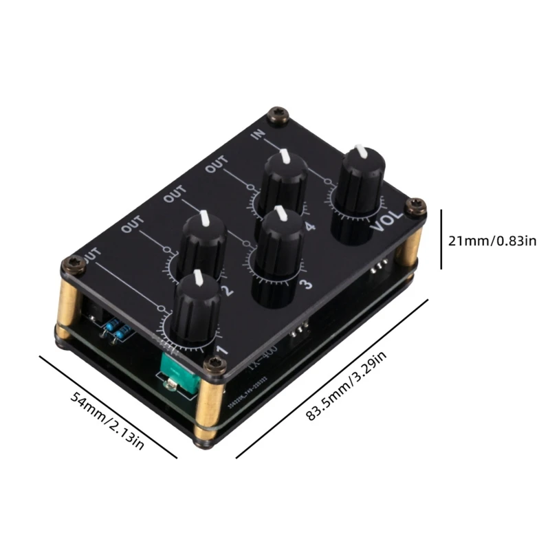 4 Channel Line Mixer with 4 Main Output Volume Knob 1 Input Volume Knob Drop Shipping