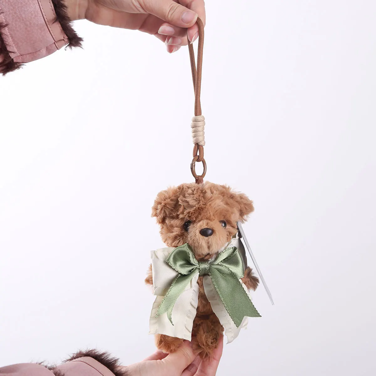 

15 см милый бант медведь плюшевая игрушка мультфильм милый плюшевый медведь автомобильное зеркало заднего вида кулон детский рюкзак украшение кулон подарки