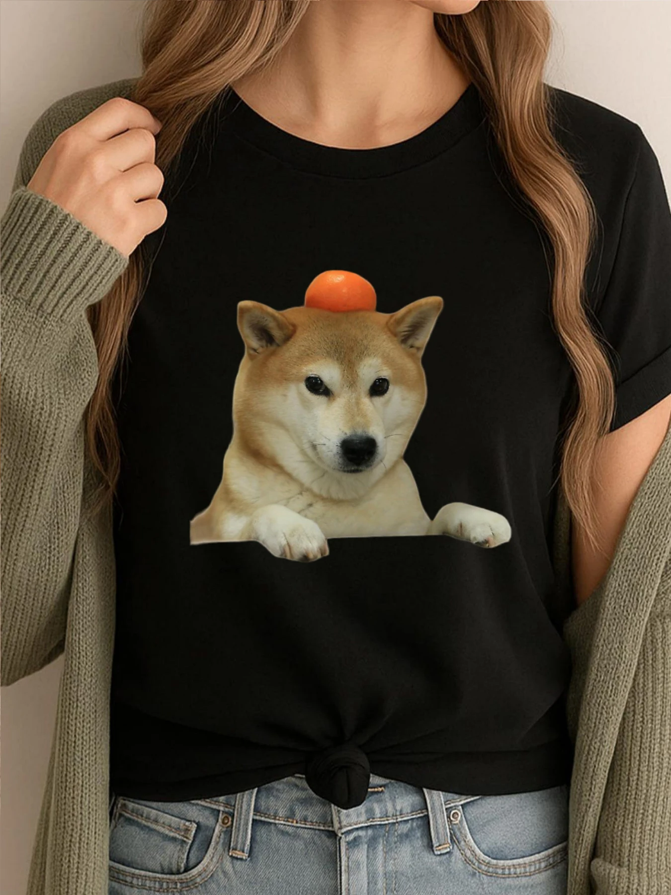 

Orange Hat Shiba Funny T Shirt Men's Shirt Graphic Tees Unisex Cute Animals Printed T Shirts Beat Gift