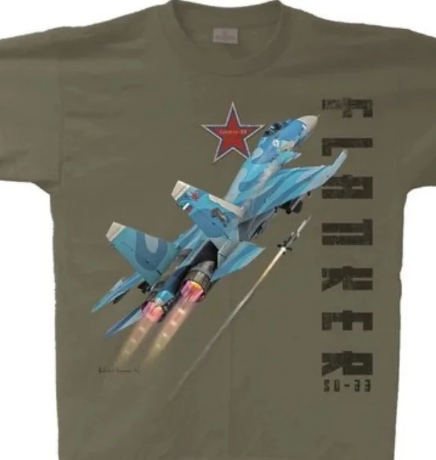 

SU-33 Flanker Russia Air Force Jet Fighter Мужская футболка с коротким рукавом Повседневные хлопковые рубашки с круглым вырезом