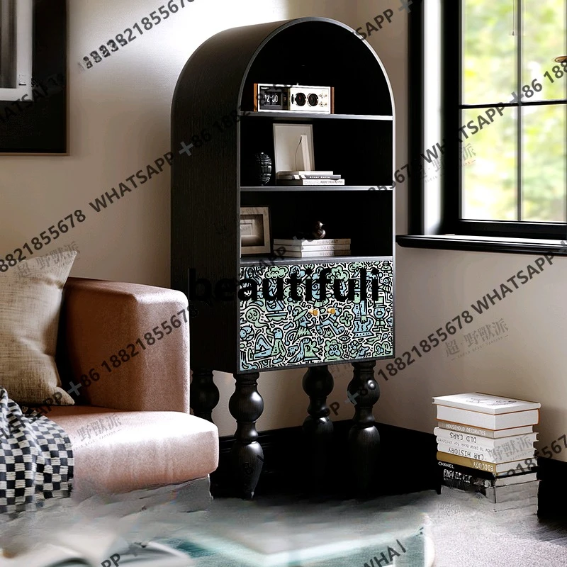 Abstract digital fun solid wood bookcase living room porch storage home decoration aisle against the wall dining side chest