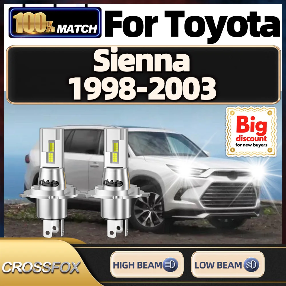 

CROSSFOX【Toyota Sienna 1998-2003】 2PCS High Low Beam Turbo Canbus Car LED Headlight Bulb Ultra Bright Upgrade Headlamp Ampoule