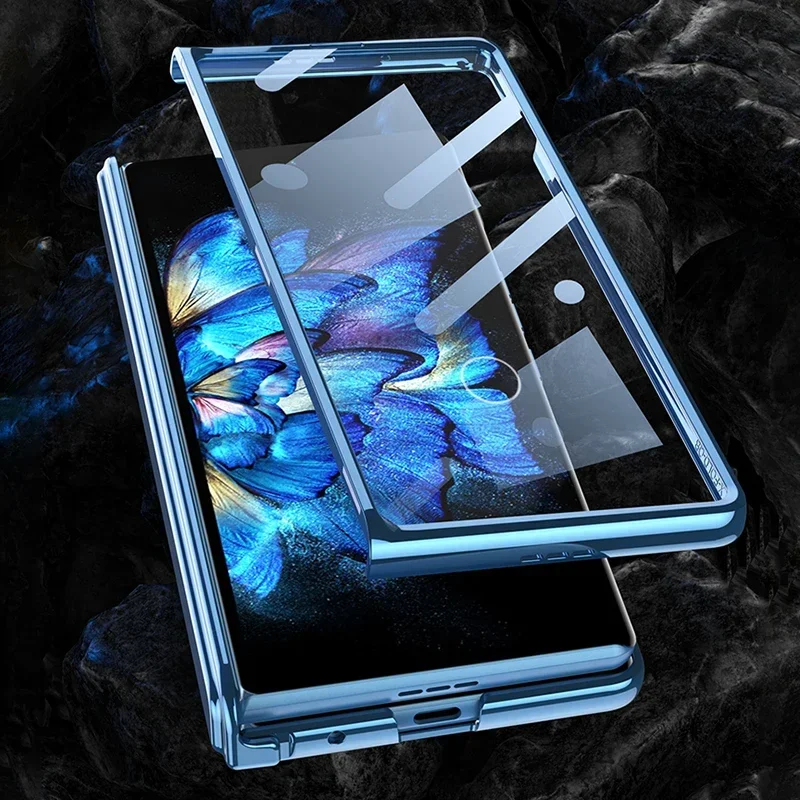 GKK Magnetic Hinge All-included Cover For Vivo X Fold Case Luxury Plating Clear Screen Glass Hard Bracket Cover For Vivo X Fold