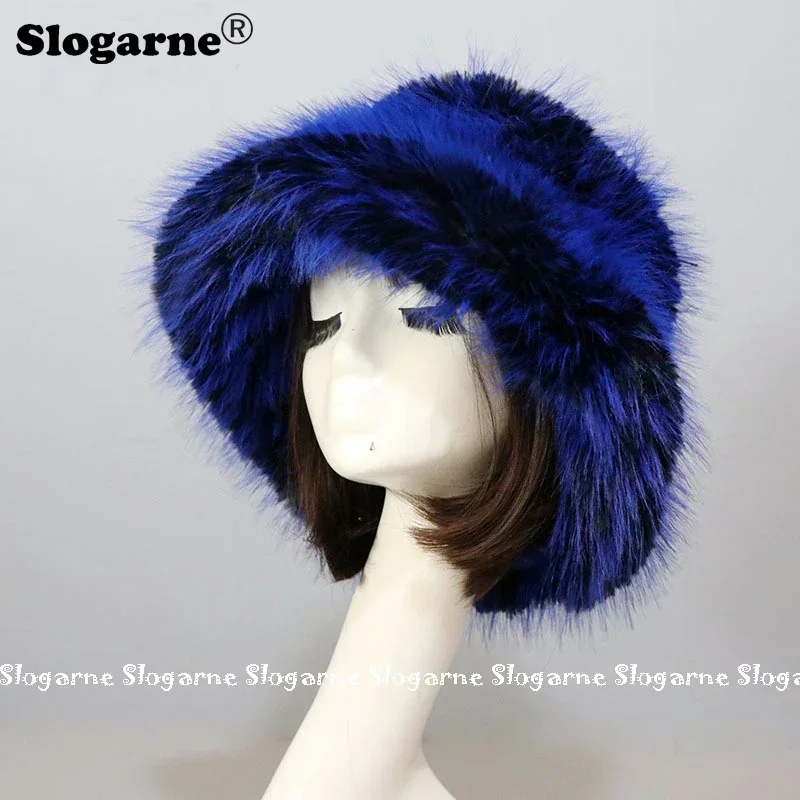 

2024 New Faux Fox Fur Hat Women Winter Fashion Soft Caps Hat Grils Furry Comfirtable Bucket Hats Warm Outdoor Ski Vacation Hats