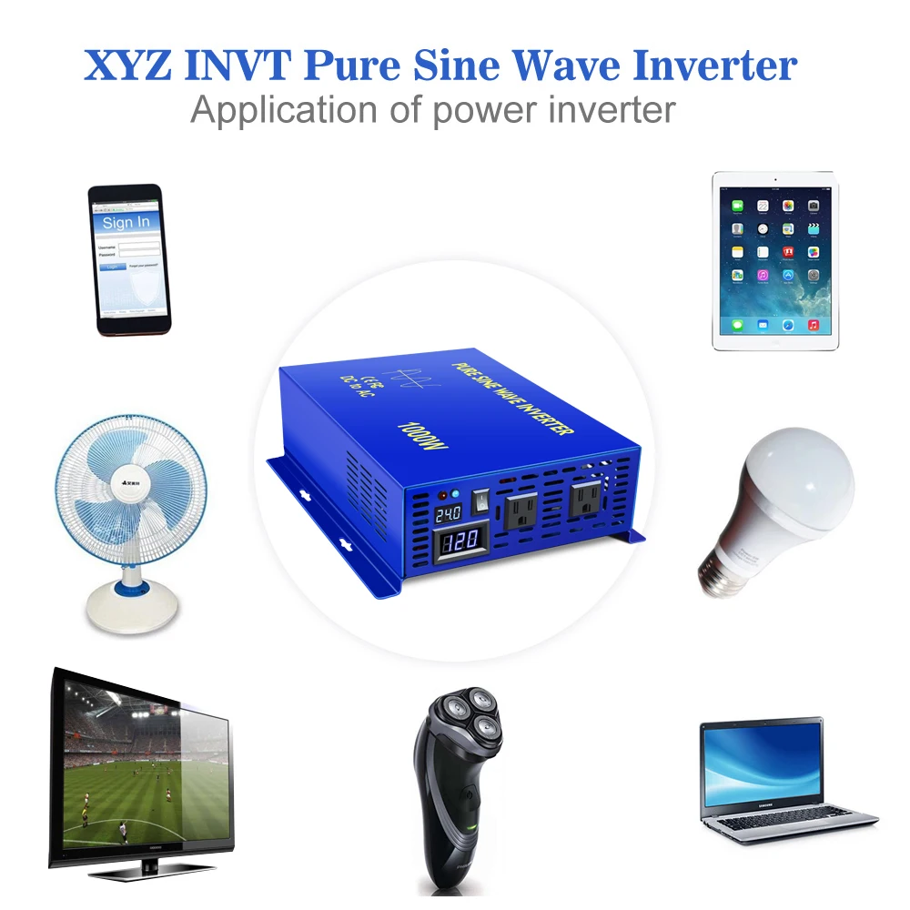 

20251000W Off Grid Pure Sine Wave Solar Inverter 24V to 220V Battery Power Supply 12V 36V 48V DC to 100V 120V 230V 240V AC Conve