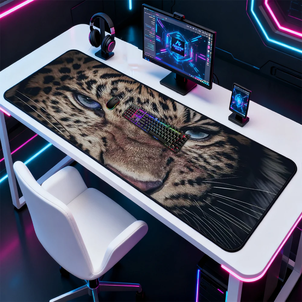 Wild Leopard Table Mat Large Mousepad Gaming Giant 140x60 Nonslip Premium PC Playmat Setup Laptop Accessories