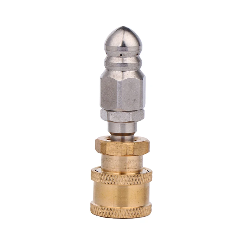 1/4 Inch High-Pressure Water Jetting Hose Nozzle Stainless Steel Sewer Nozzle 5000 PSI Quick Connect Drain Clog Remover