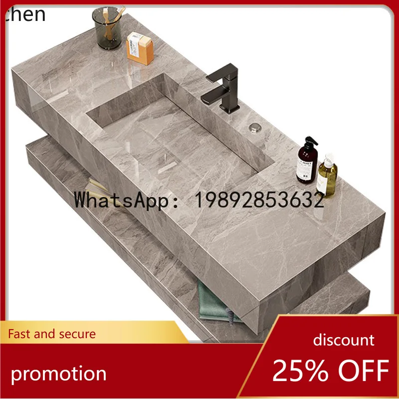 YFY Rock Slab Bathroom Cabinet Integrated Basin Modern Minimalist Washstand Washbasin Combination Washstand Set