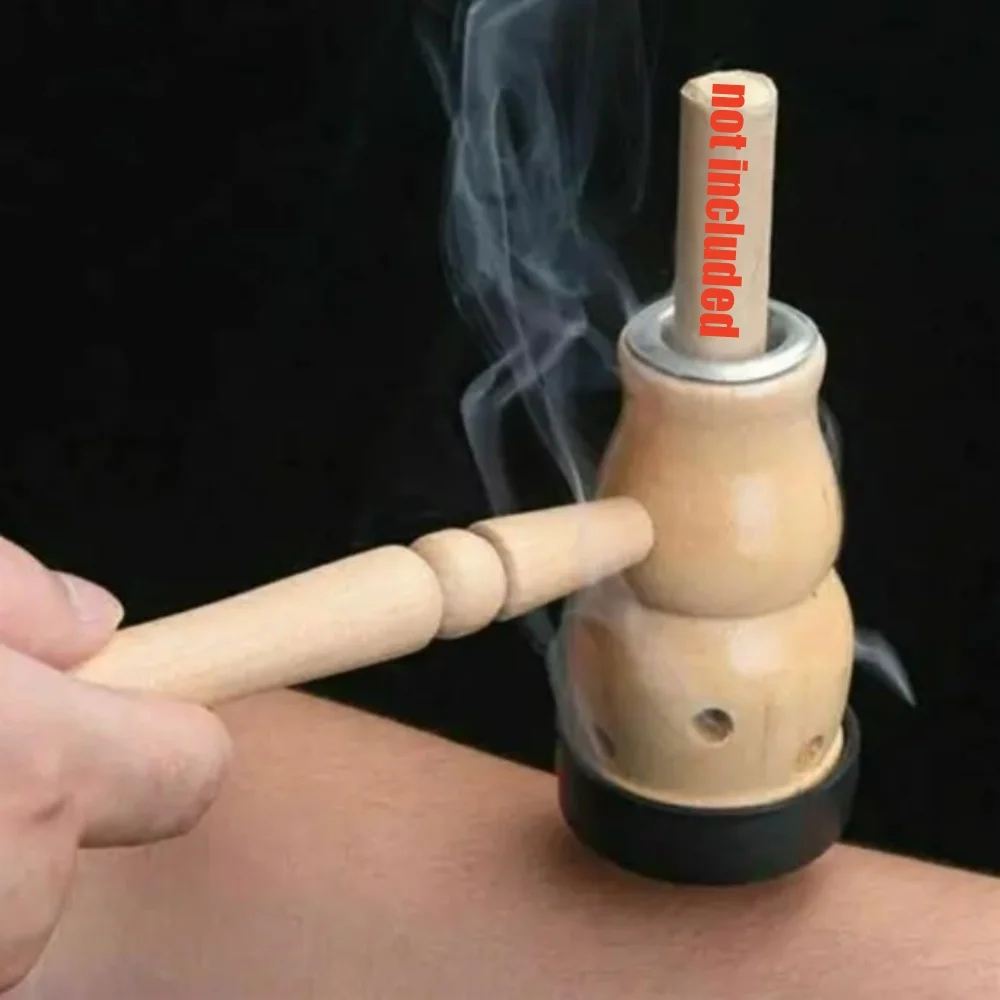 Gourd Moxibustion Box Wooden Moxa Stick Burner Holder Roll Set Wormwood Artemisia Acupuncture Burner Tool Moxa Strips