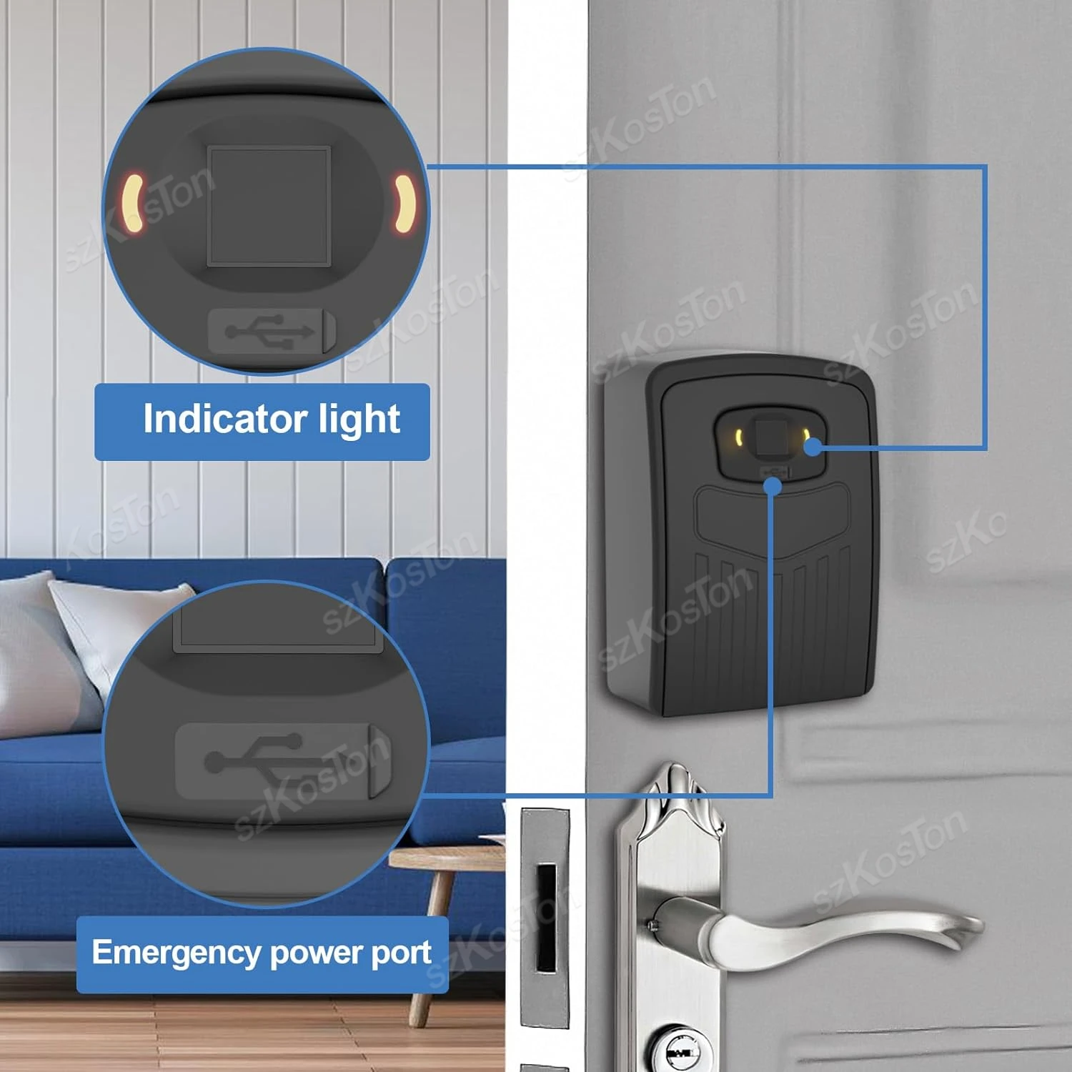 Caja de seguridad inteligente con huella dactilar, dispositivo de montaje en pared con cerradura de seguridad, resistente al agua, para apartamento y exteriores, compatible con aplicación Smart Life, Tuya