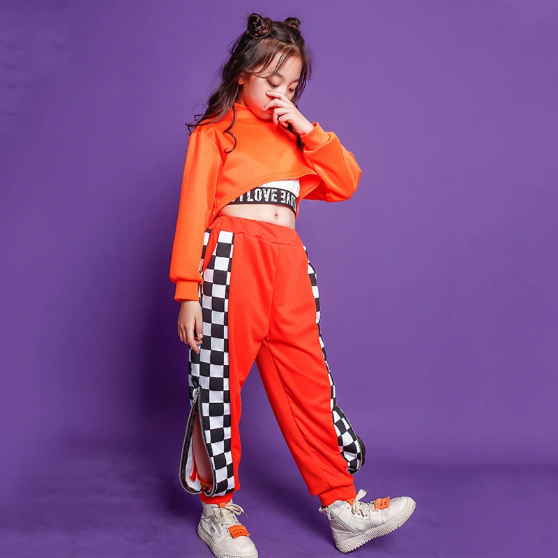 Moderne Jazz Performance Kleding Kids Kpop Stage Wear Rave Outfit Kids Hiphop Kleding Meisjes Jazz Dance Kostuum Neon Groene Crop