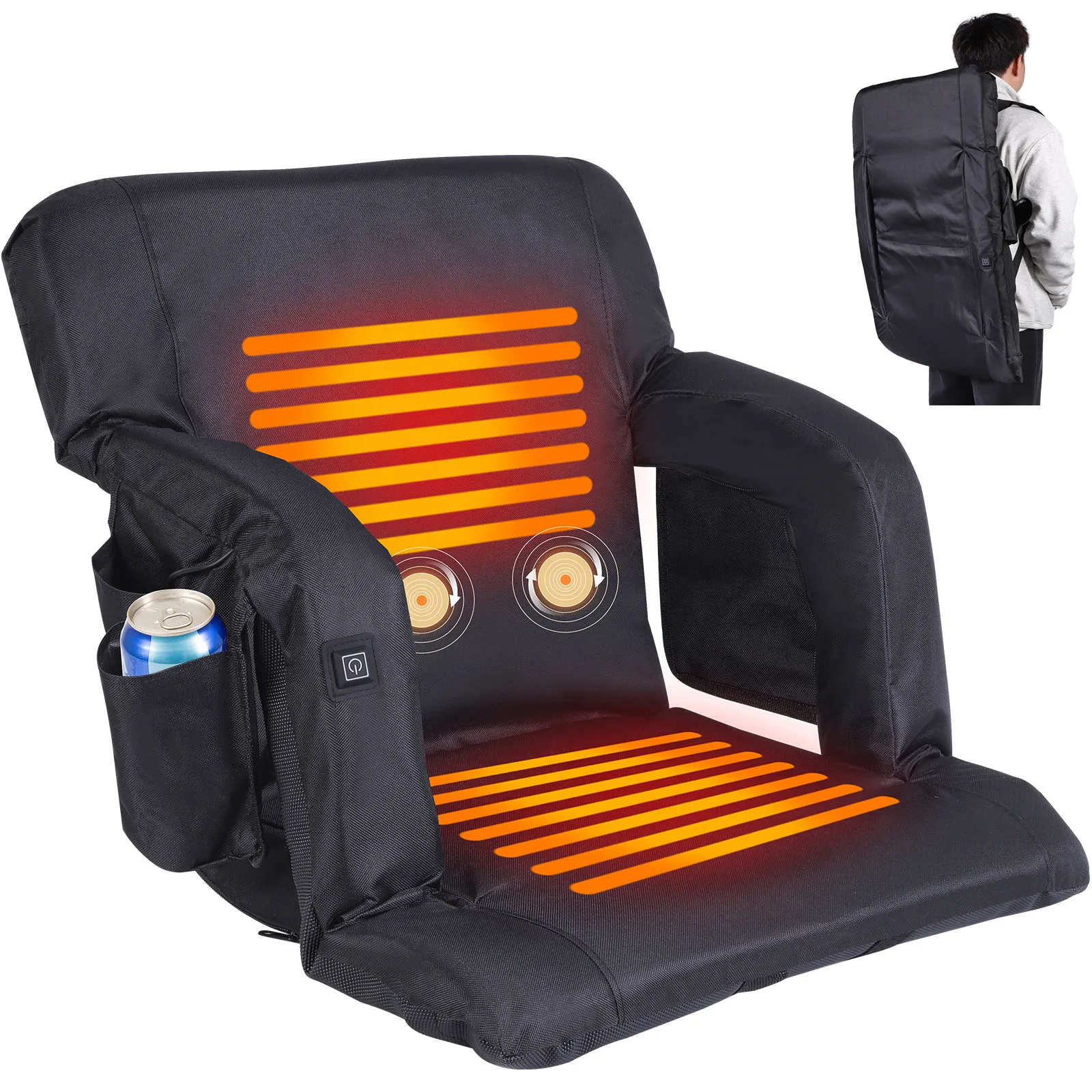 

Heated Stadium Seats with Back Support Winter Warm Heated Seat Mat Electric Camping Traveling Heating Mat Travel Chair Cushion