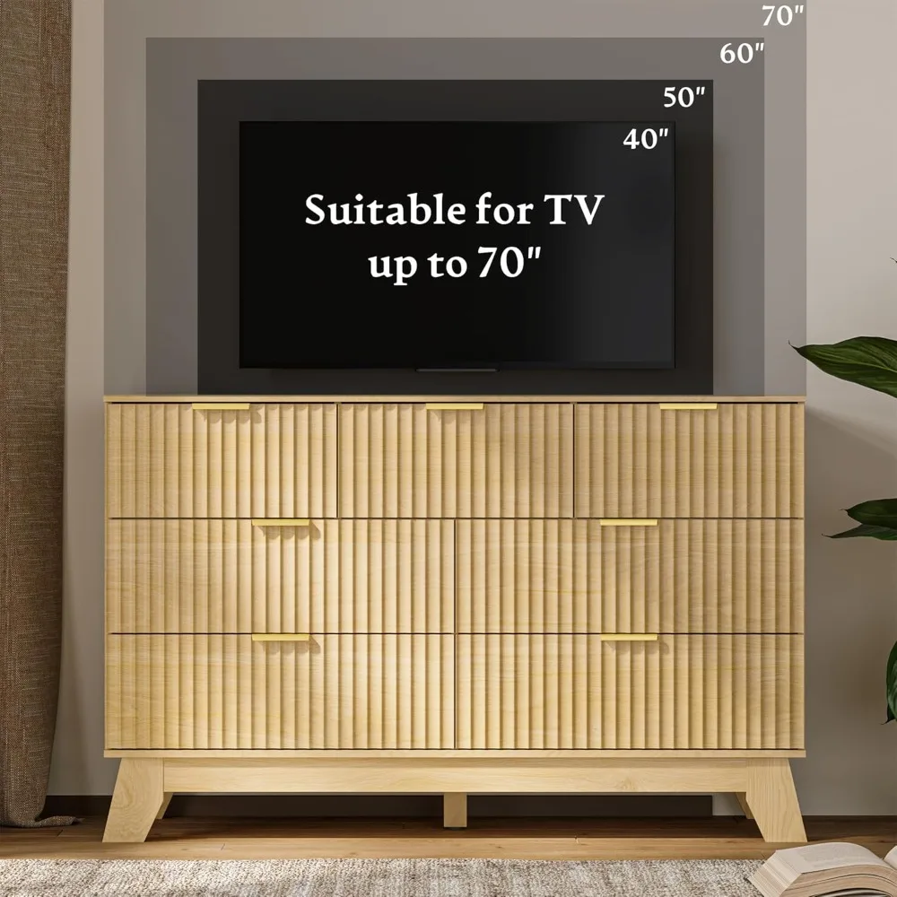 Lemari Laci Bergaris untuk Kamar Tidur dengan 7 Laci, Lemari Laci Bergaya Modern Abad Pertengahan, Lemari Laci Kayu Alami Lebar 48 untuk Lemari, Kayu B