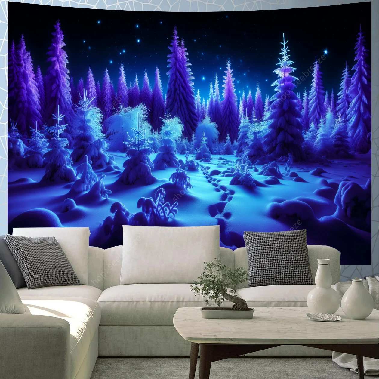 Enchanted Winter Wonderland Tapestry Wall Hanging for Kawaii Room Decor Aesthetic Large Mandala Witchcraft Boho Tapestries