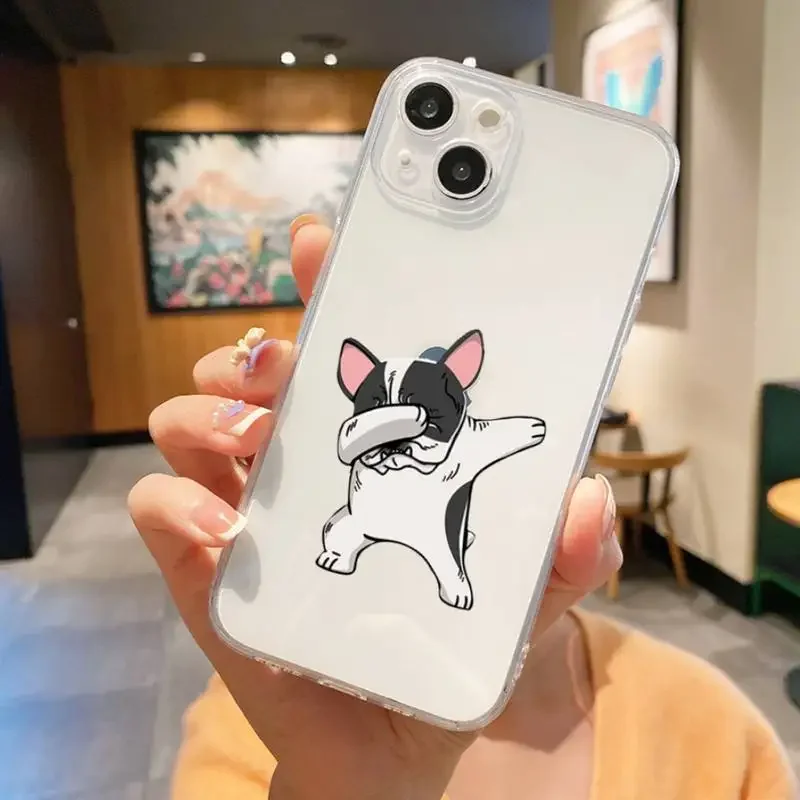 Cartoon Pug Dog French Bulldog Phone Case For Iphone 7 8 Plus X Xr Xs 11 12 13 15 Mini Mobile Iphones 14 Pro Max Case