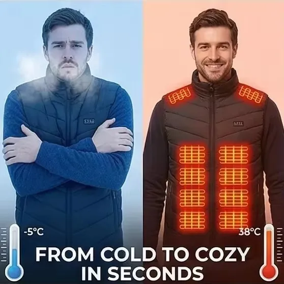 25 beheizte Zonen, elektrisch beheizte Jacken für Herren und Damen, Sportbekleidung, beheizter Mantel, Graphen-Heizmantel, USB-Heizjacke für Camping. – Detail 6